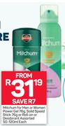 Mitchum For Men Or Women Power Gel-76g,Solid Speed Stick-76g Or Roll On Or Deodorant-50-120ml Each