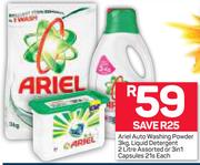 Ariel Auto Washing Powder-3Kg,Liquid Detergent-2Ltr Or 3 In 1 Capsules-21s Each