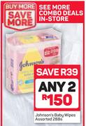 Johnson's Baby Wipes Assorted-2 x 288's