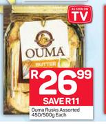 Ouma Rusks-450g/500g Each