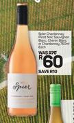 Spier Chardonnay Pinot Noir, Sauvignon Blanc, Chenin Blanc Or Chardonnay-750ml Each