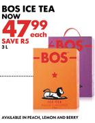 BOS Ice Tea In Peach,Lemon & Berry-3Ltr Each