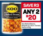 Koo Baked Beans Regular Or Lite In Tomato Sauce-2X410g