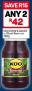 Koo Grated & Spiced Or Sliced Beetroot-2X780g