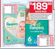 Pampers Active Baby Dry Or New Baby Jumbo Pack Or Premium Care Disposable Nappies Assorted-Per Pack