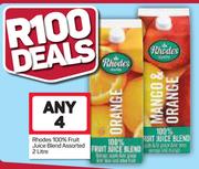 Rhodes 100% Fruit Juice Blend-4x2Ltr