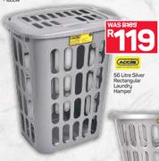 Addis 56L Silver Rectangular Laundry Hamper
