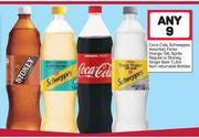 Coca-Cola,Schweppes,Fanta Orange,Tab,Sprite Regular,Stoney Ginger Beer Non Returnable Bottles-9X1L