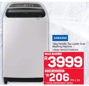 Samsung 13Kg Metallic Top Loader Dual Washing Machine(WA13J5710SG/FA)