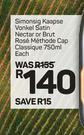 Simonsig Kaapse Vonkel Satin Nectar Or Brut Rose Methode Cap Classique-750ml Each.