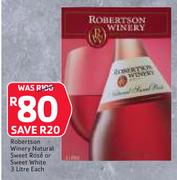 Robertson Winery Natural Sweet Rose Or Sweet White-3Ltr Each