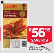 Eskort Gold Medal Pork Sausages-750g