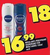 Nivea Anti-Perspirant Deodorant For Men/Ladies- 150ml Each