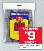 GR8 Save Steel Wool Rolls 12 Pack