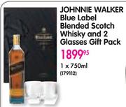 Johnnie Walker Blue Label Blended Scotch Whisky And 2 Glasses Gift Pack-750ml