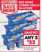 Danone Nutriday Medium Fat Smooth Yoghurt Assorted-3 x 6 x 100g