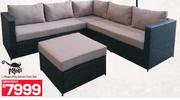 Pagoda L-Shape Poly Wicker Patio Set