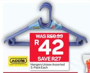 Addis Hangers Unisex Assorted 5 Pack-Each