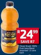Clover Krush 100% Fruit Juice Blend-1.5Ltr Each