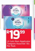 Lil-Lets Non Applicator Tampons Assorted-16s Per Pack