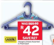 Addis Hangers Unisex Assorted-5 Pack Each