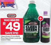 Wynn's Cleen Green 2Ltr Refill With Free Cleen Green Lavender 500ml 