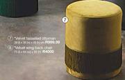 Velvet Tassalled Ottoman 38 x 38 x 43cm