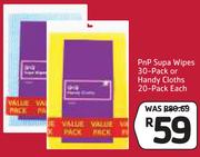 PNP Supa Wipes 30 Pack Or Handy Cloths 20 Pack-Each
