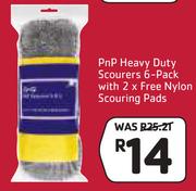 PNP Heavy Duty Scourers 6 Pack With 2xFree Nylon Scouring Pads