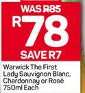 Warwick The First Lady Sauvignon Blanc, Chardonnay Or Rose-750ml Each