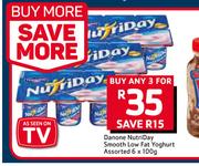 Danone Nutriday Smoo9th Low Fat Yoghurt Assorted-3 x 6 x 100g