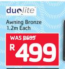 Duolite Awning Bronze 1.2m-Each