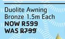 Duolite Awning Bronze 1.5m-Each