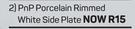 Pnp Porcelain Rimmed White Side Plate-Each