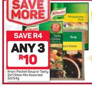 Knorr Packet Soup Or Tasty 2 In 1 Stew Mix-Any 3X50/54g