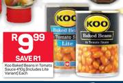 Koo Baked Beans In Tomato Sauce 410g-Each
