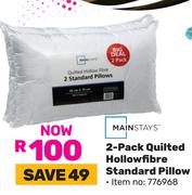 Mainstays 2 Pack Quilted Hollowfibre Standard Pillow