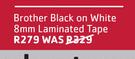 Brother Black On White 8mm Laminated Tape