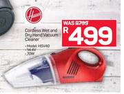Hoover 14.4V 70W Cordless Wet And Dry Hand Vacuum Cleaner HSV40