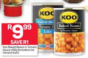 Koo Baked Beans In Tomato Sauce-410g Each