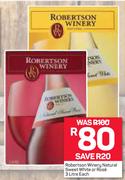 Robertsons Wineery Natural Sweet White Or Rose-3Ltr Each