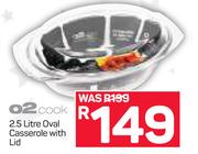 O2 Cook 2.5Ltr Oval Casserole With Lid