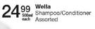 Wella Shampoo/Conditioner Assorted-500ml Each