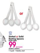 Bakers & Chefs Slotted Or Solid Stainless Steel Basting Spoons-Per 3 Pack