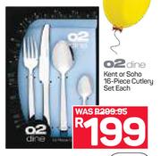 O2 Dine Kent Or Soho 16 Piece Cutlery Set-Each