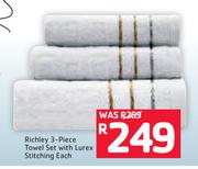 Richley 3 Piece Towel Set With Lurex Stitching-Each