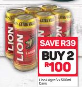 Lion Lager Cans-2 x 6 x 500ml