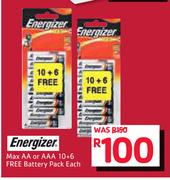 Energiser AA Or AAA 10+6 Free Battery Pack-Each