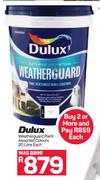 Dulux 20Ltr Weatherguard Paint Assorted Colours-Each