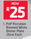 PnP Porcelain Rimmed White Dinner Plate-26cm Each